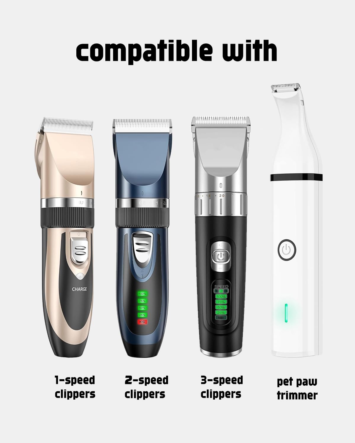 uijino oneisall clippers compatibility image showing supported small-pet models.