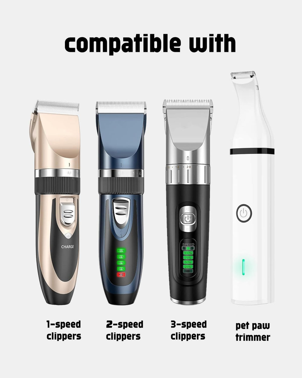 uijino oneisall clippers compatibility image showing supported small-pet models.