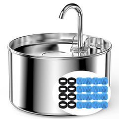 UIOOQ cat fountain stainless steel shows durable, safe drinking water for pets.