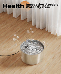 UIOOQ cat water fountain with 6 filters pack showing filtration system in action