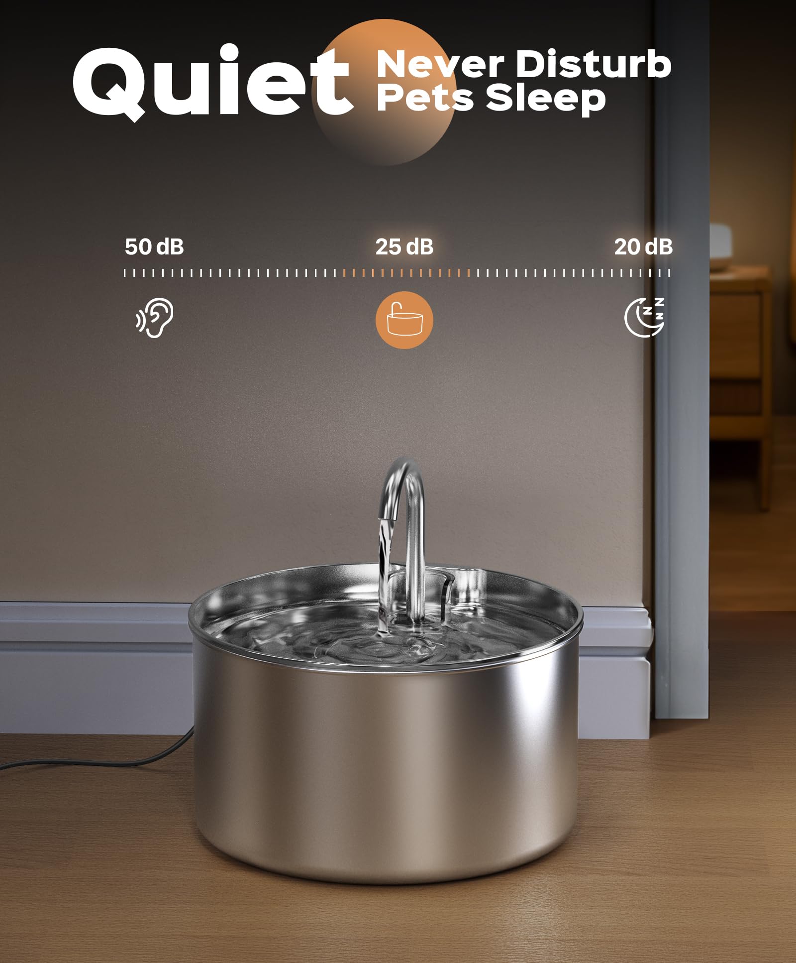 UIOOQ cat water fountain 74oz capacity reduces refills during trips