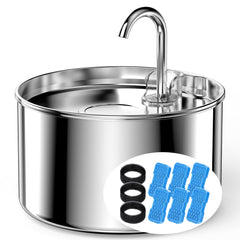 UIOOQ cat water fountain stainless steel front view for durable hydration