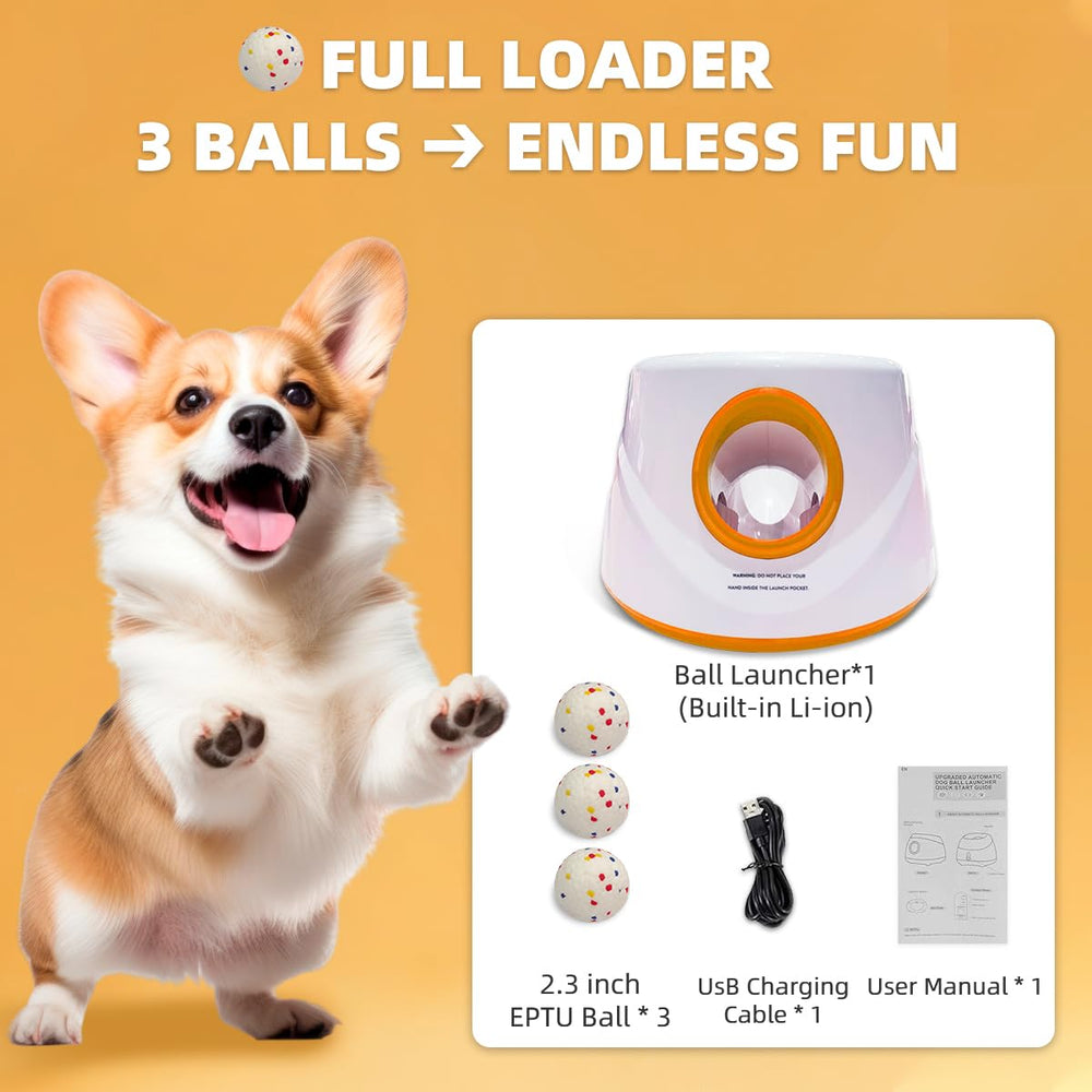 UJQW automatic dog ball launcher battery indicator shows long-lasting power