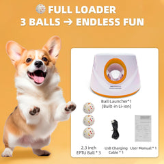 UJQW automatic dog ball launcher battery indicator shows long-lasting power