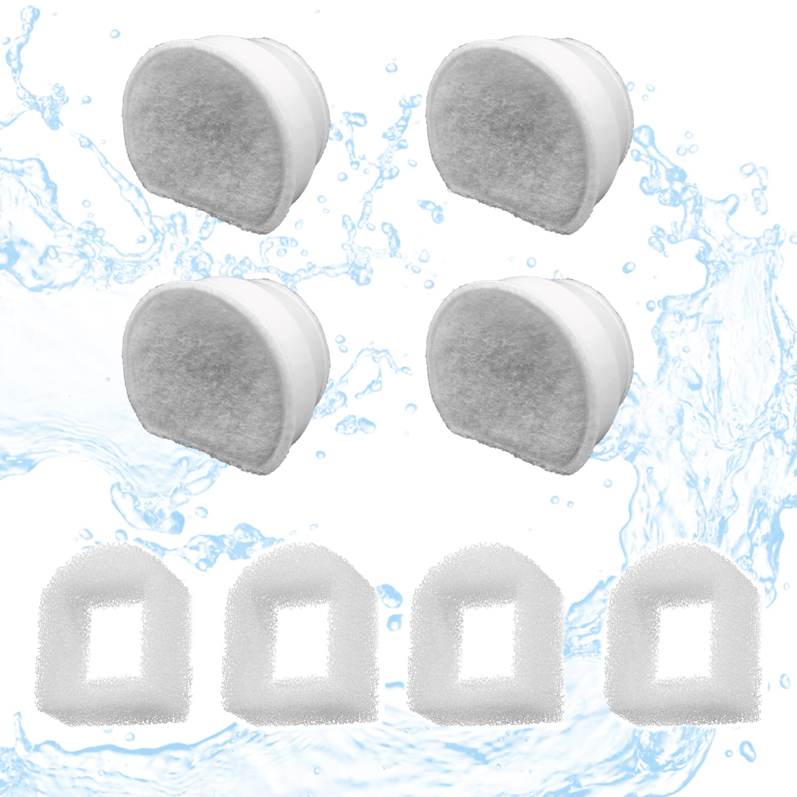 Ukulork 8-pack pet fountain filters packaging shows carbon filters for fresh water