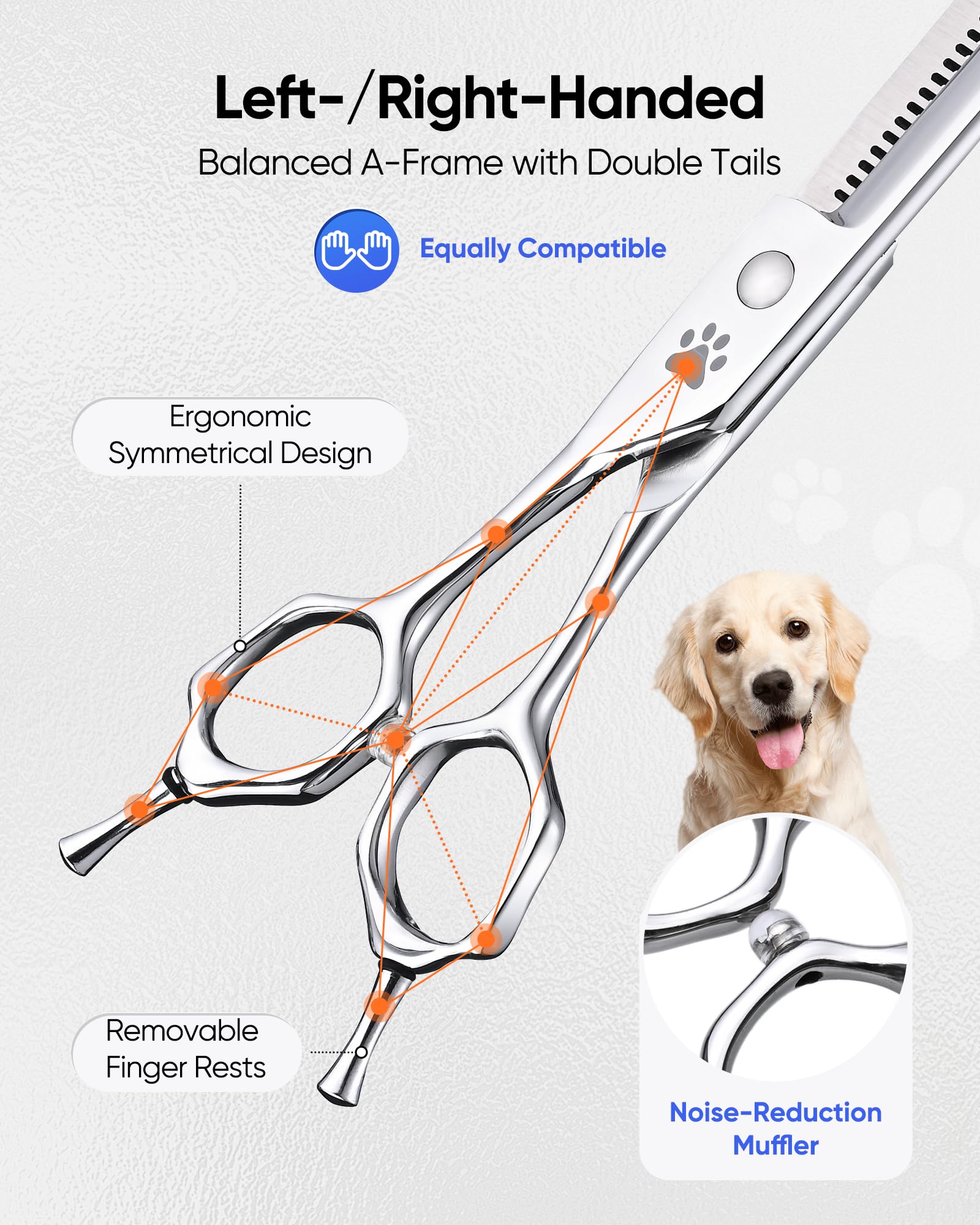 ULG 40-tooth curved thinning scissors with ergonomic lightweight design for comfort.