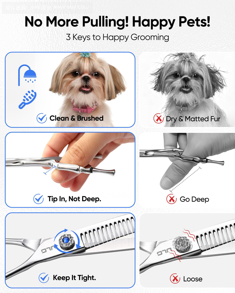 ULG Japanese 440C stainless steel blades highlight durable sharpness for tough coats