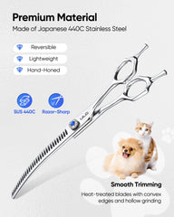 ULG precision curved thinning with 30 teeth showing natural transitions in grooming