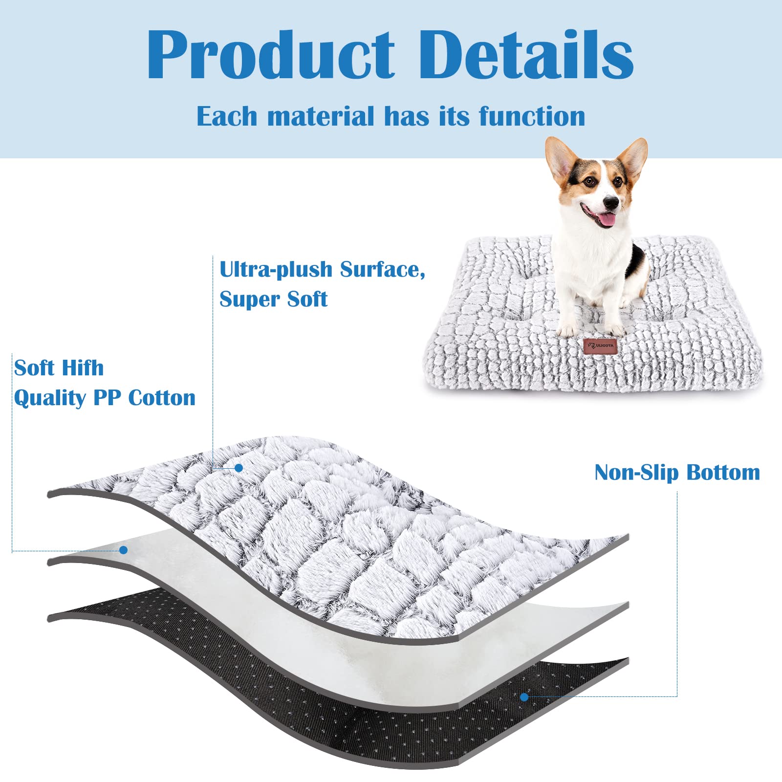 ULIGOTA dog bed anti-slip-dots keep the mat in place for safe naps.