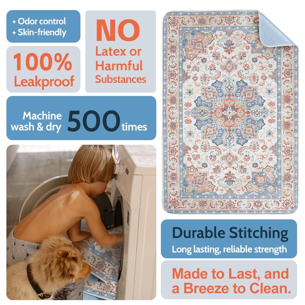ULIGOTA pad with non-slip silicone bottom keeps mats in place during busy potty moments.