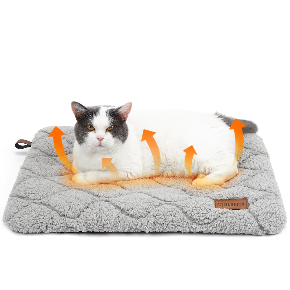 ULIGOTA self-warming cat bed with removable cover provides easy-clean warmth for pets.
