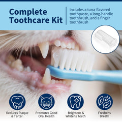 ulroyda cat dental kit toothbrush long-handle, reaches back teeth for thorough cleaning