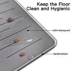 Ultibe pet feeding mat demonstrates anti-slip bottom keeping bowls steady.