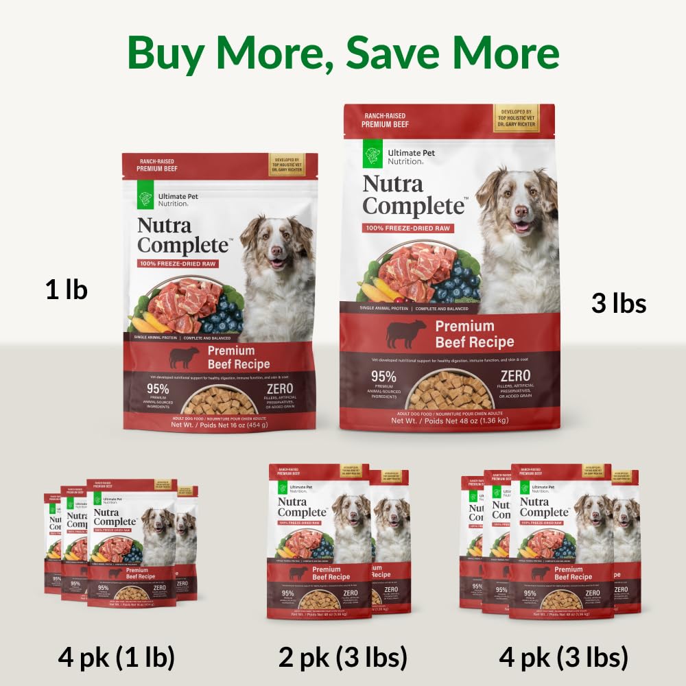 ULTIMATE PET NUTRITION Nutra Complete mixer-use — boost meals by adding freeze-dried nutrition.
