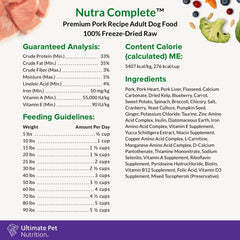 Ultimate Pet Nutrition Nutra Complete seeds-fruits-vegetables blend highlights fiber and antioxidants