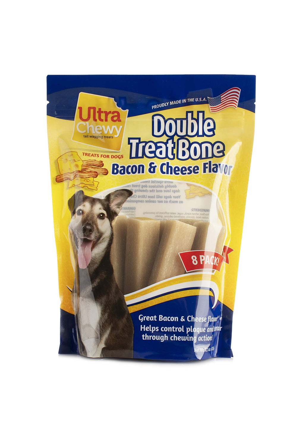 Made in USA label on Ultra Chewy Double Treat Bones packaging