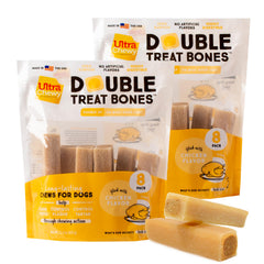 Ultra Chewy Double Treat Bones outer layer close-up, delivering long-lasting enjoyment for aggressive chewers.