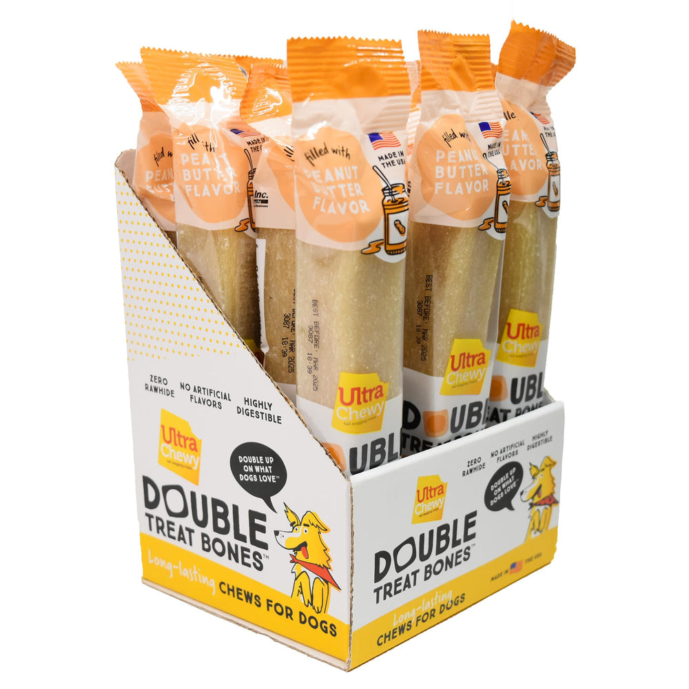Ultra Chewy Double Treat Bones pack shows a long-lasting chew for dogs