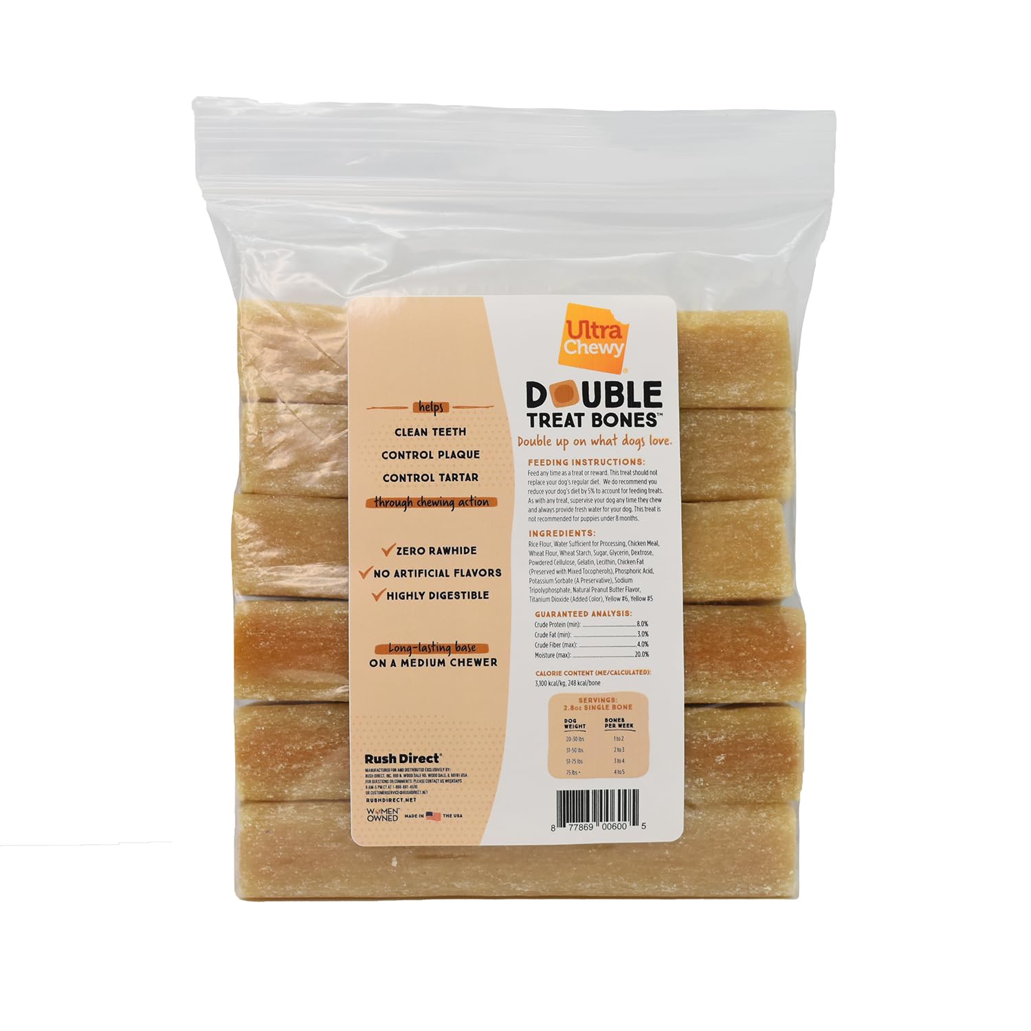 Ultra Chewy Peanut Butter Double Treat Bones center-chewy-core delivers flavorful rewards during training sessions