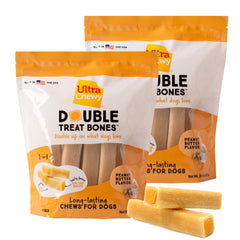 Ultra Chewy Peanut Butter Double Treat Bones pack front for long-lasting enrichment
