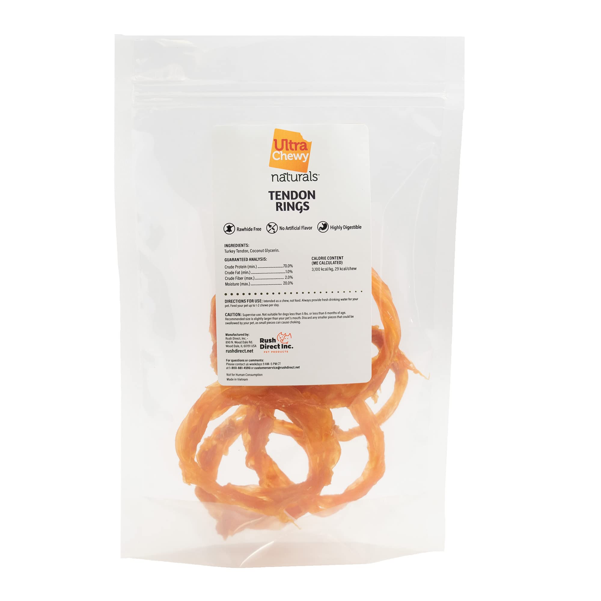 Ultra Chewy turkey tendon treats dogs-hypoallergenic, suitable for sensitive diets.