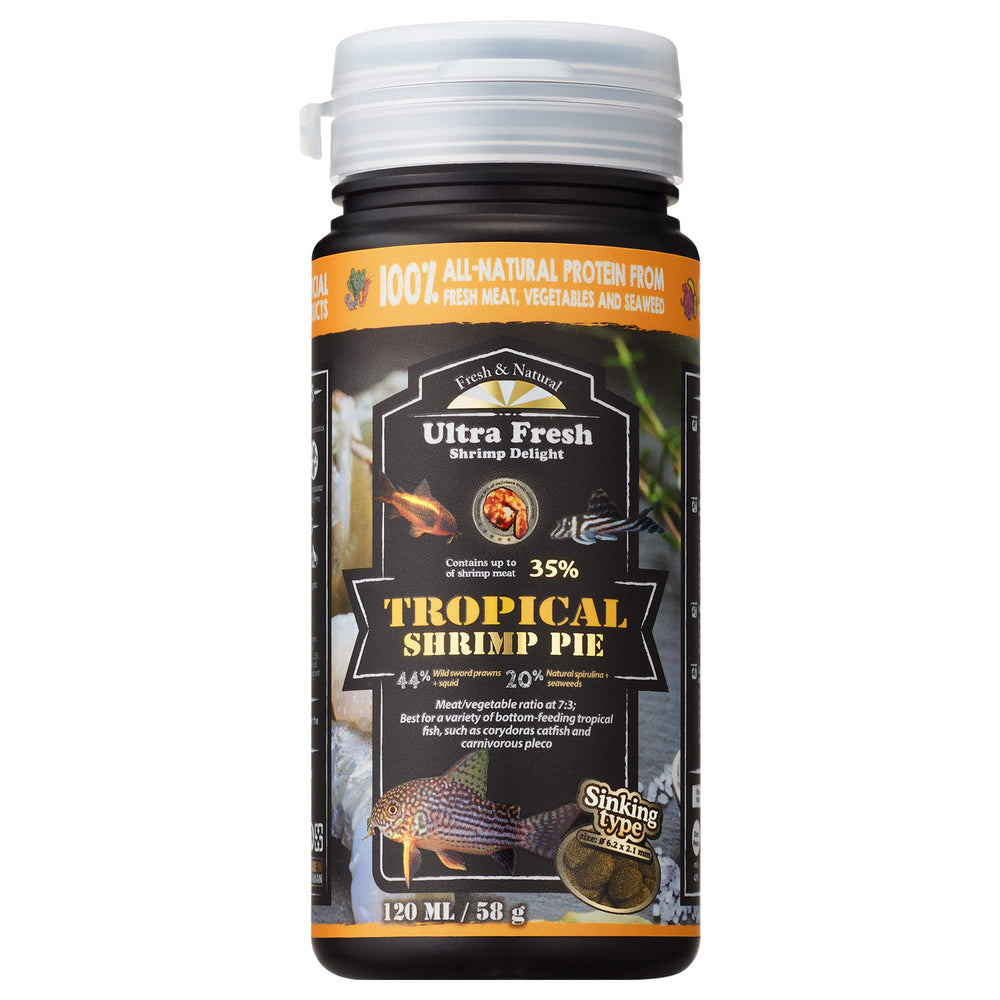 Ultra Fresh bottom-feeder food packaging shows easy storage and quick dosing.