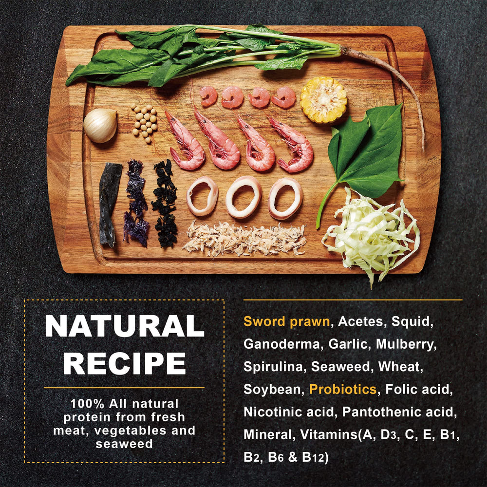 Ultra Fresh Marine Fish Food natural protein from prawns and seaweed promotes healthy growth.