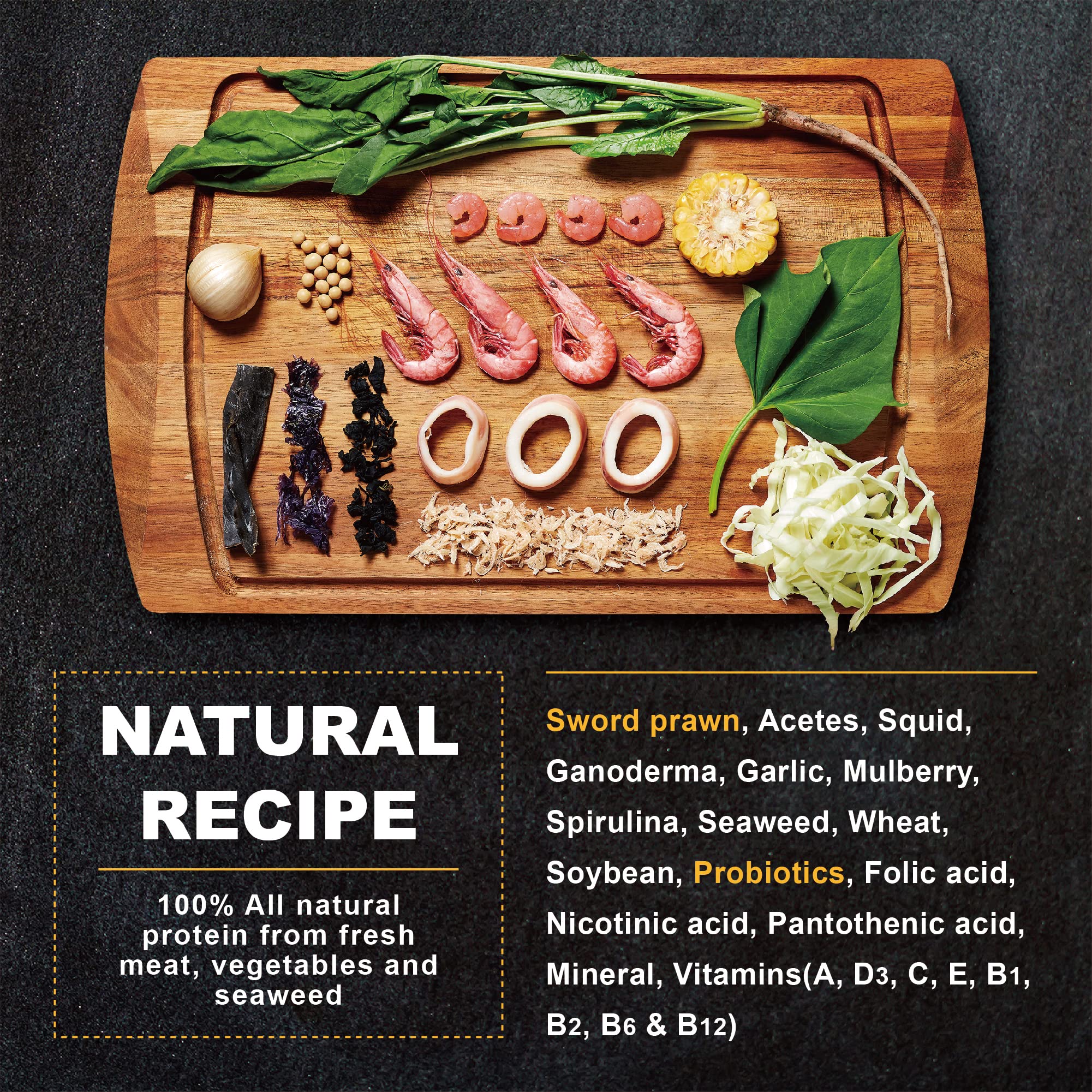 Ultra Fresh Marine Fish Food natural ingredients emphasize protein-rich nutrition