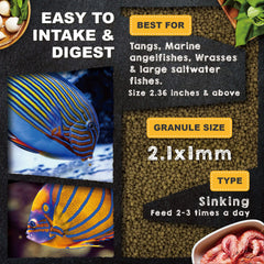 Ultra Fresh Marine Fish Food probiotics 3M CFU/g aid digestion and water-quality maintenance.