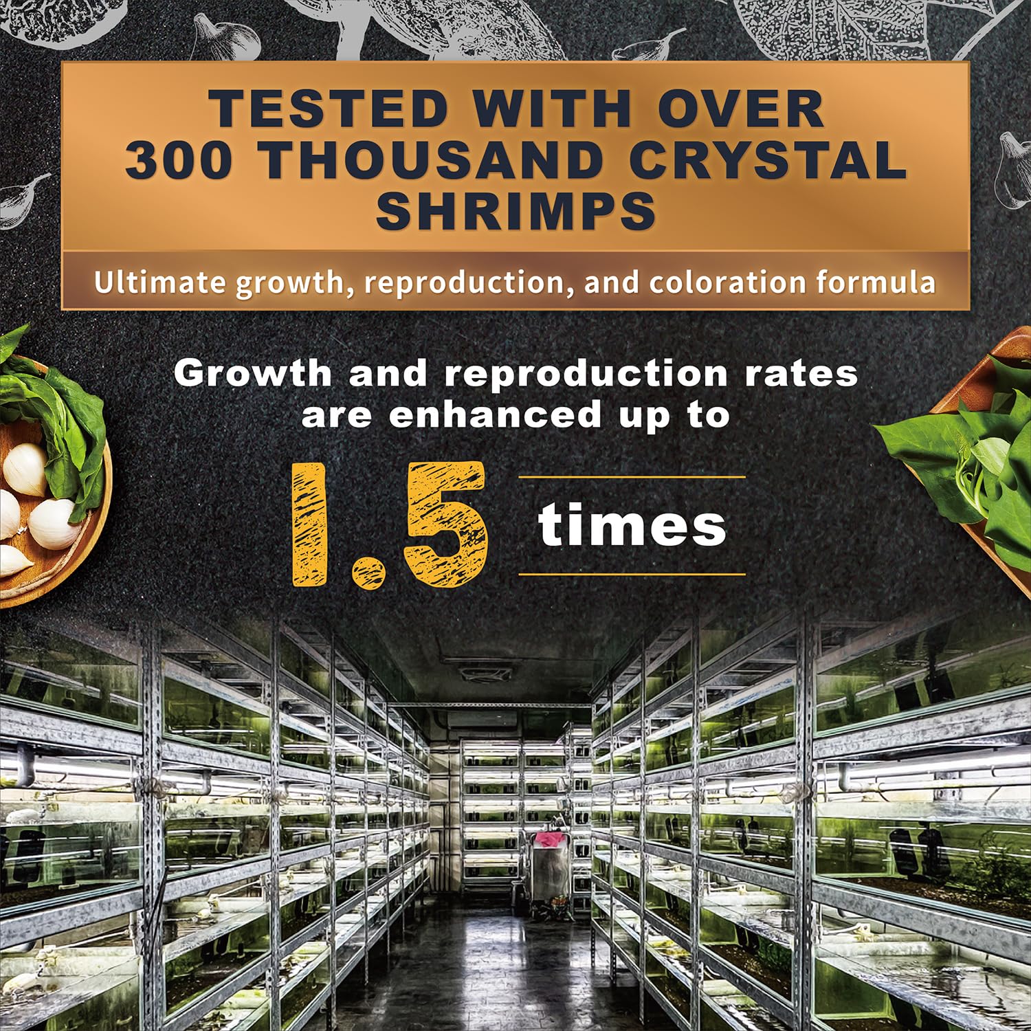 Ultra Fresh Shrimp Food mulberry leaves visible for natural color support.