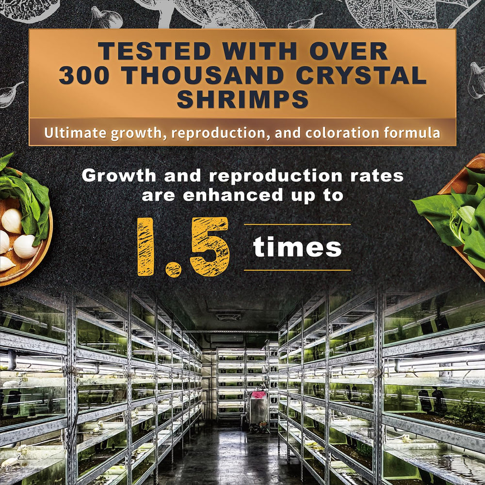 Ultra Fresh Shrimp Food mulberry leaves visible for natural color support.