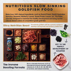 Ultra Fresh Sinking Goldfish Food color-enhancement preview with thriving goldfish color.