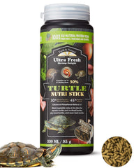Ultra Fresh Turtle Nutri Stick close-up highlights sword prawn flavor for palatable meals.