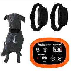 Ultracrab indoor pet barrier front view shows a compact wireless fence for two dogs.
