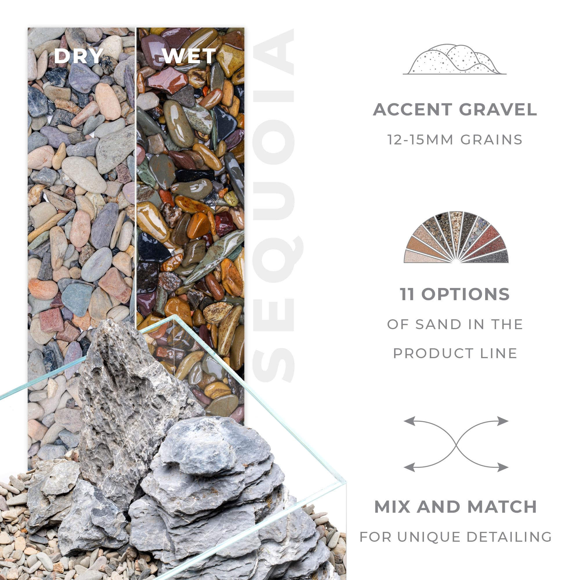 Sequoia Gravel in a planted aquarium setup enhancing layout and color
