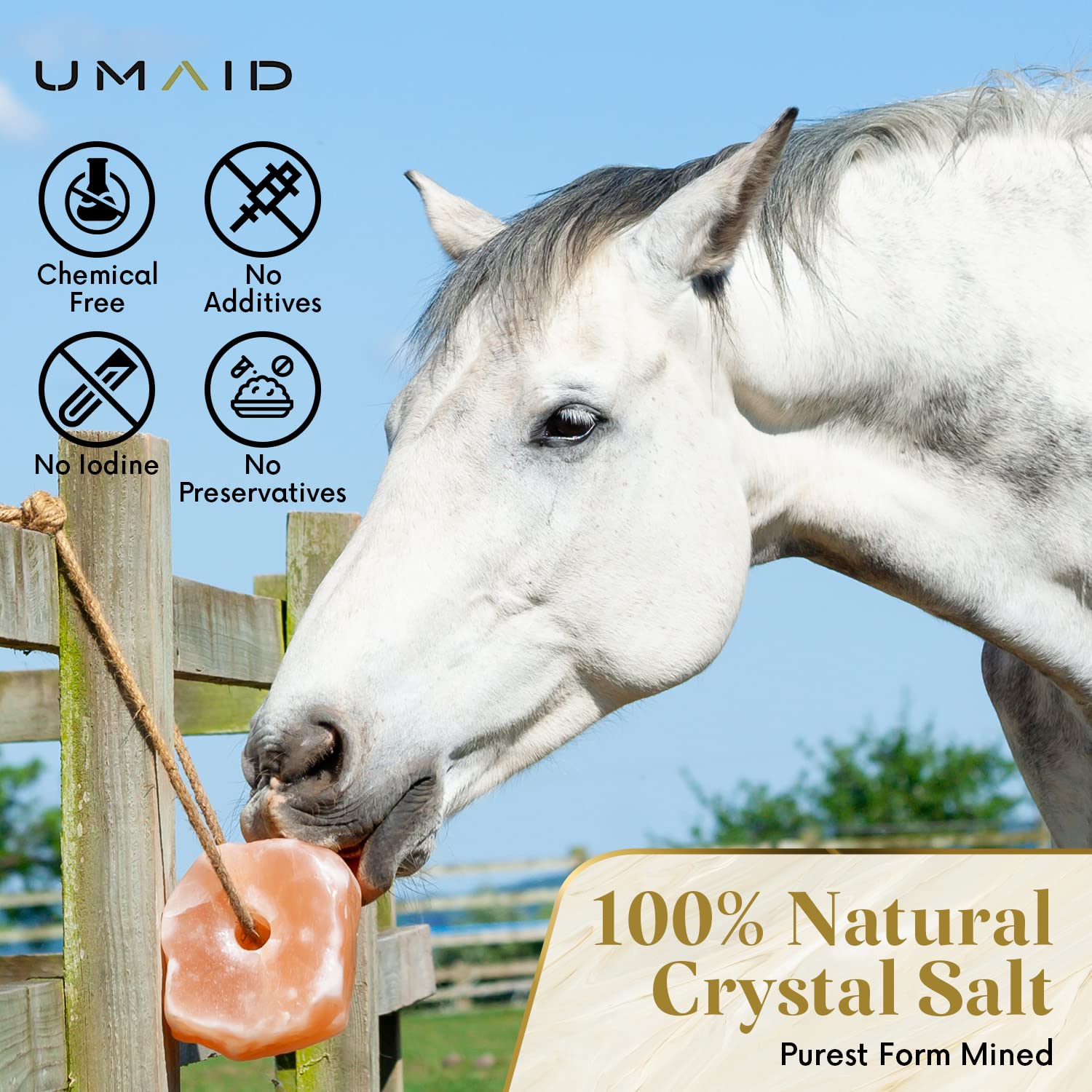 UMAID Himalayan salt lick rope goat delivers mineral boost for goats.