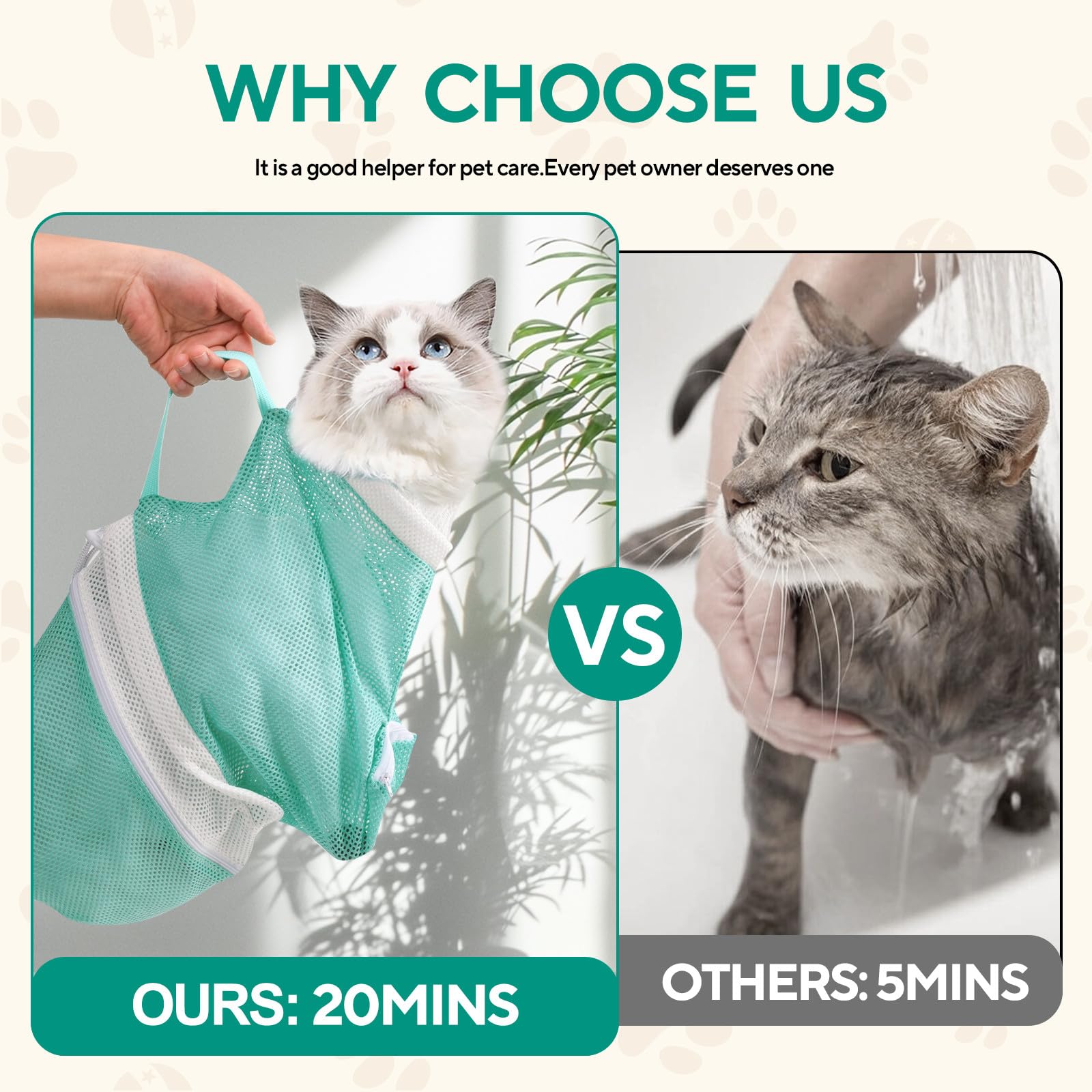 UMiYIDIAN Cat Bath Bag green color enhances visibility and travel readiness.