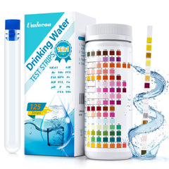 Umlecoa water test kit packaging with 125 strips for home testing