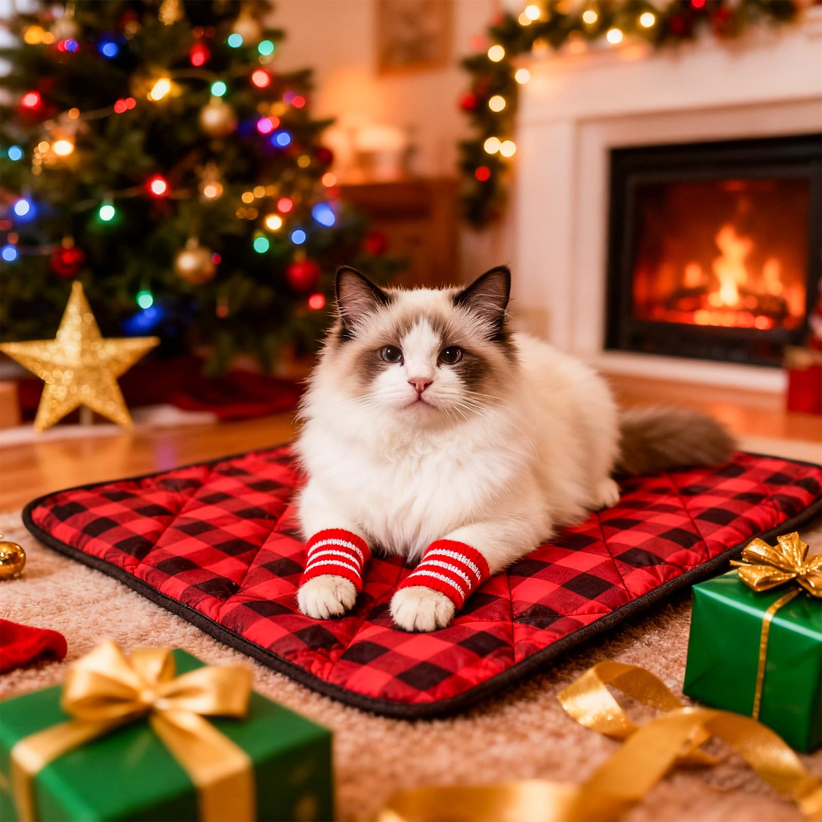 UMMNPR self-warming cat bed indoor outdoor use keeps pets warm on chilly days.