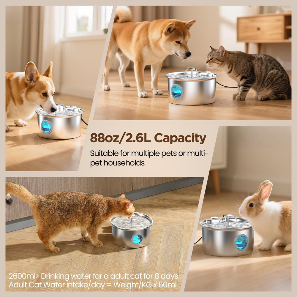 UMOCUOY cat fountain 16-filter set keeps water fresh longer.
