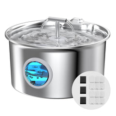 UMOCUOY cat water fountain stainless steel front view shows durable build