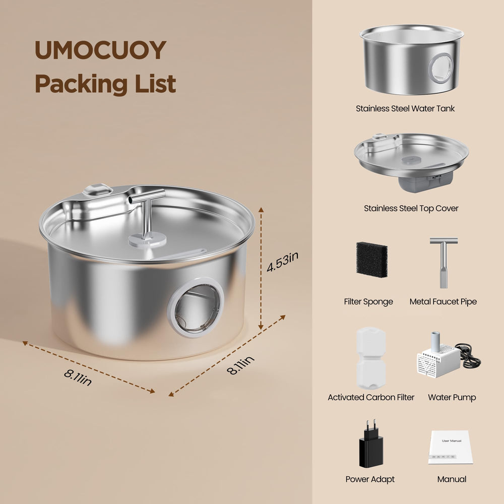 UMOCUOY cat water fountain stainless steel indoor setup in home