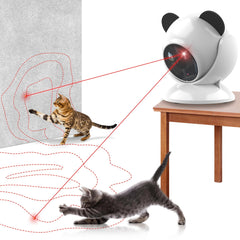 Umosis Automatic Cat Laser Toy on a desk showing a random laser pattern for indoor play