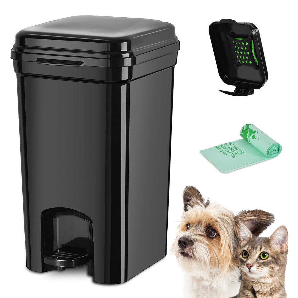 Umtiti 5L pedal lid trash can enables hands-free pet mess disposal
