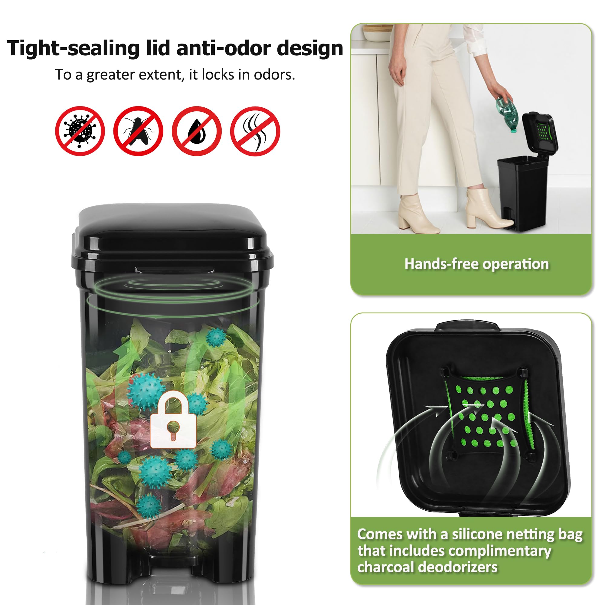 Umtiti removable inner bin allows easy dumping and quick rinsing