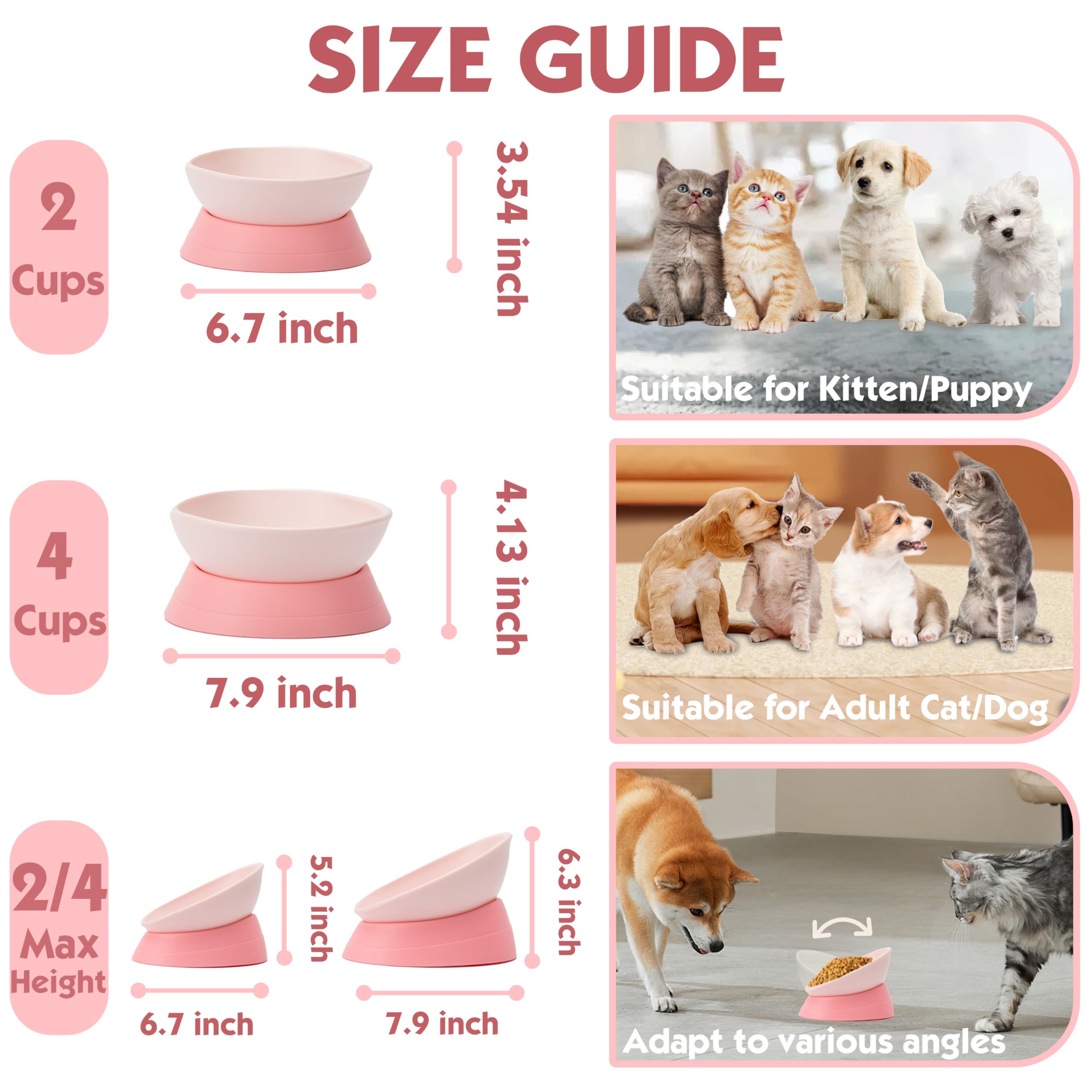 Umysky cat bowl pink flat-face friendly for small pets