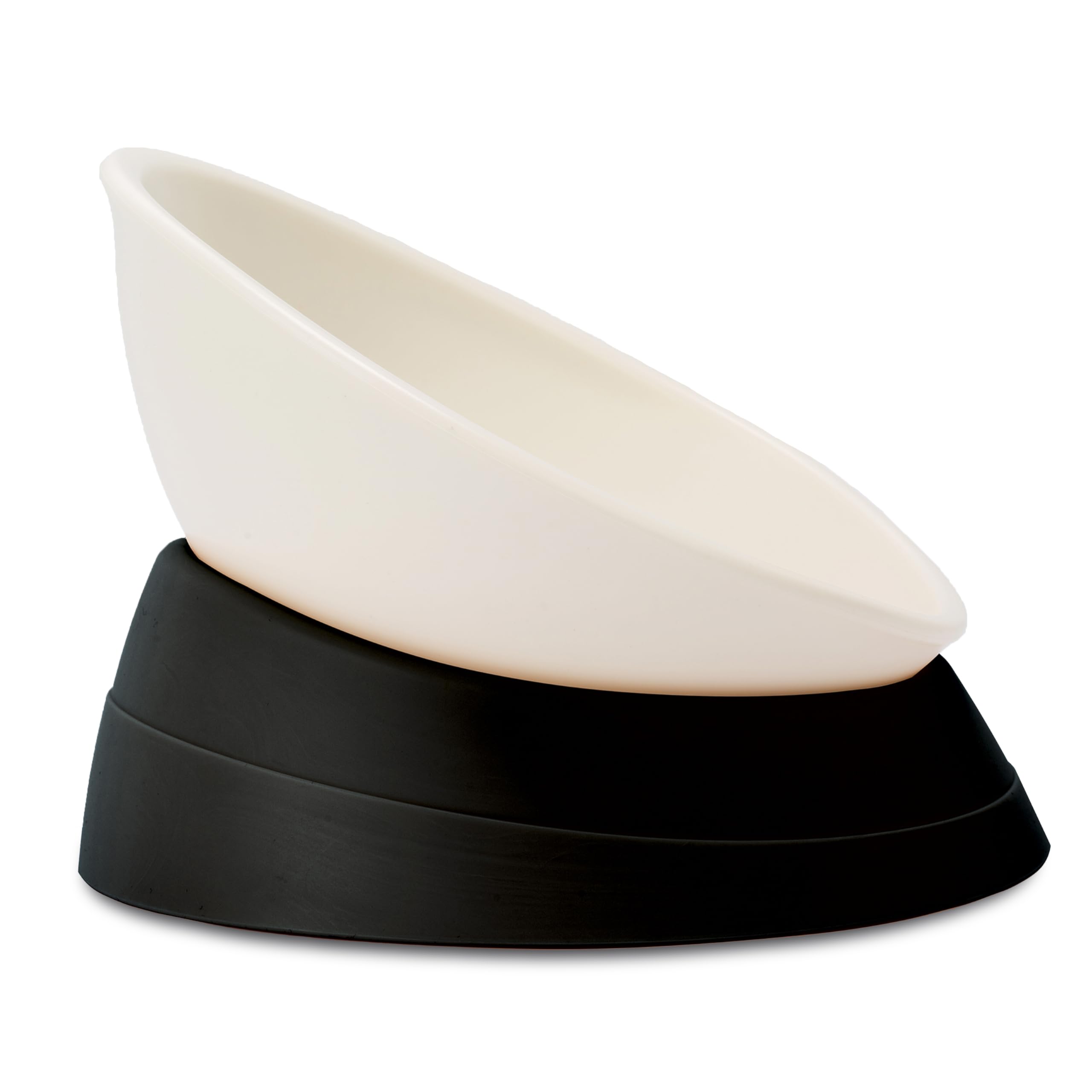 Umysky French Bulldog slanted bowl top view shows ergonomic tilt for comfortable feeding.