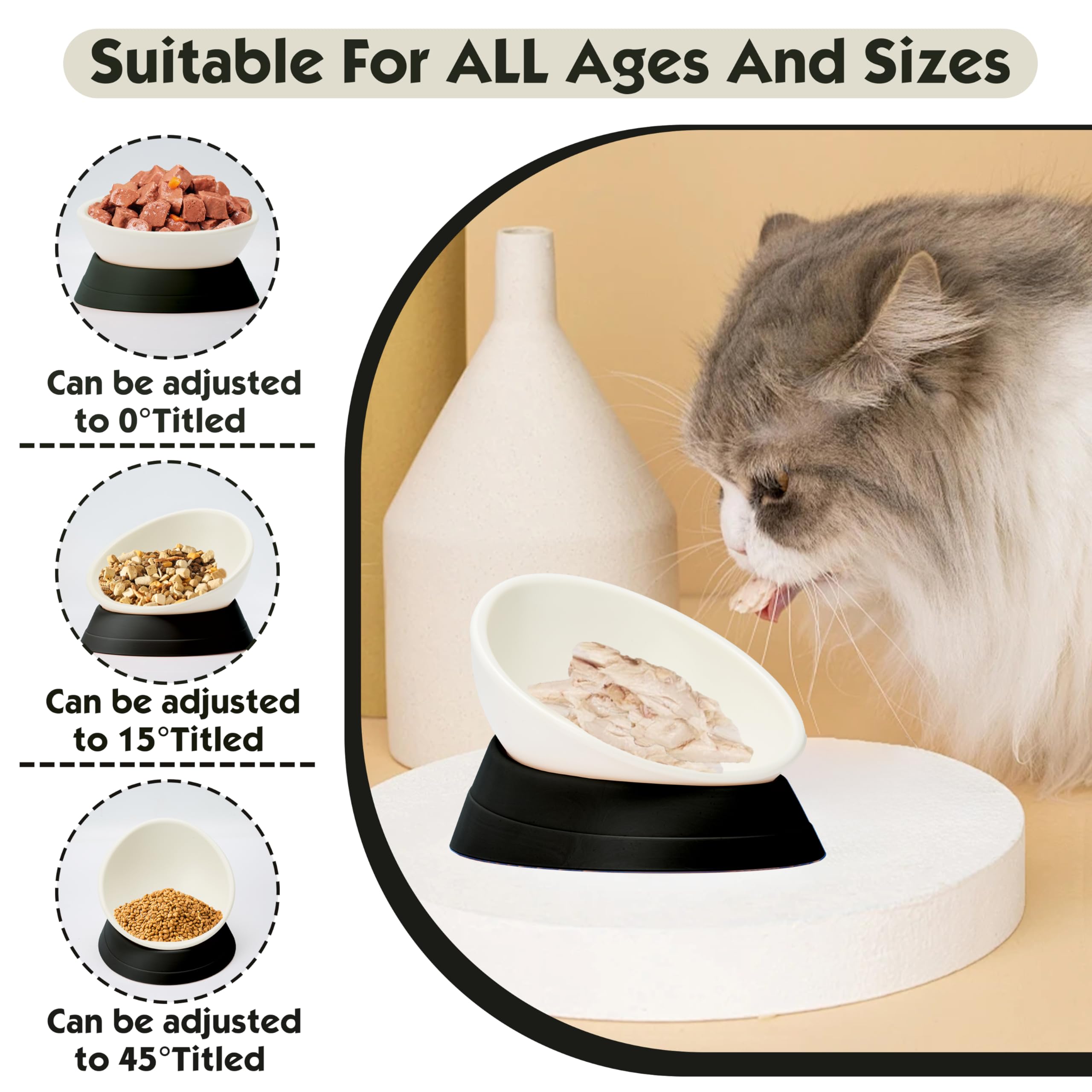 Umysky pug food water bowl tilt aids spill reduction during meals.
