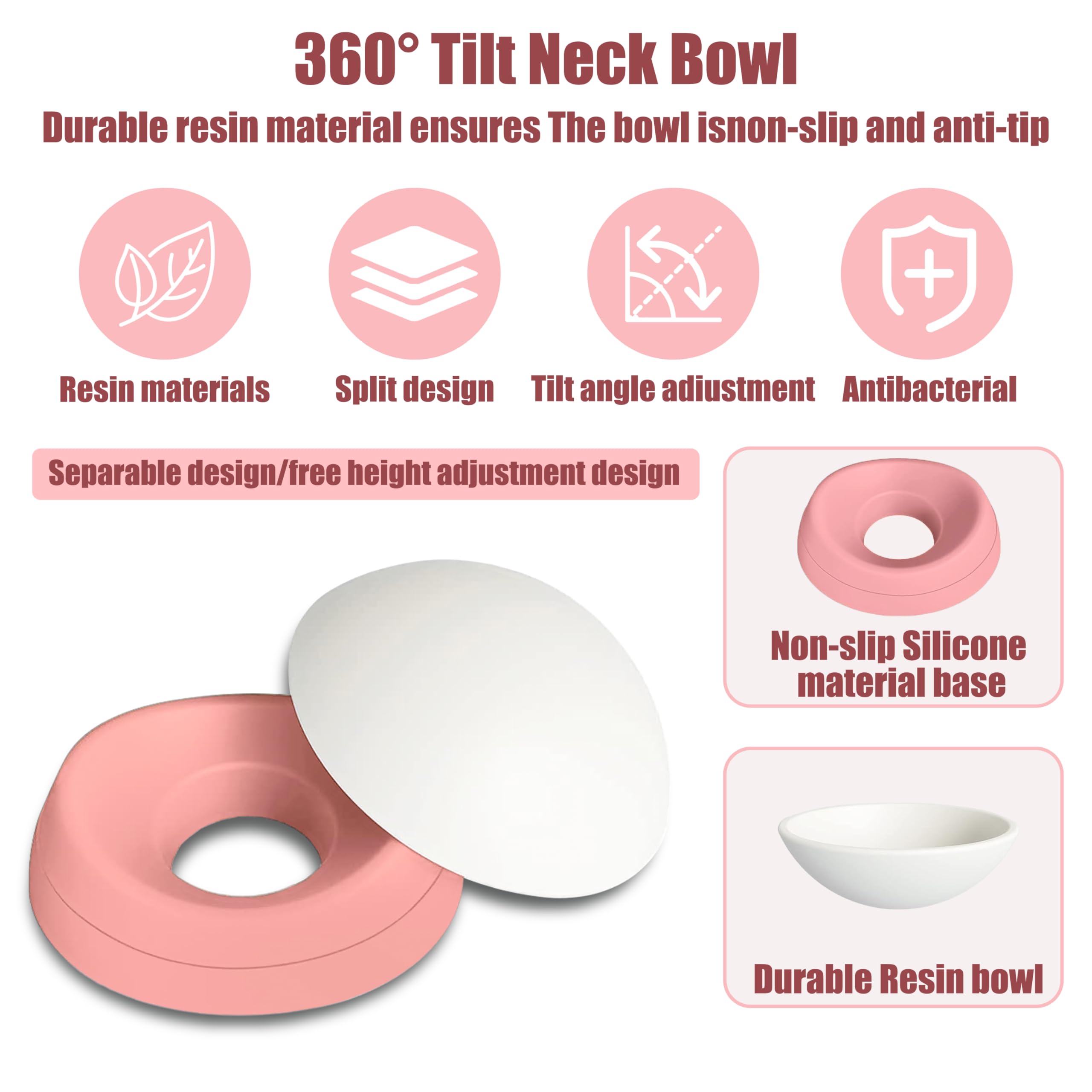 Umysky two-part bowl and base pink for easy setup