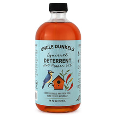 Uncle Dunkels spicy hot pepper deterrent bottle ready to apply to bird seed